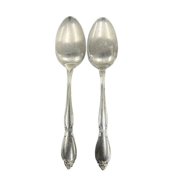 Set Of 2 Oneida Community CHATELAINE Stainless Large 8.25” Serving Spoons USA - Picture 1 of 6